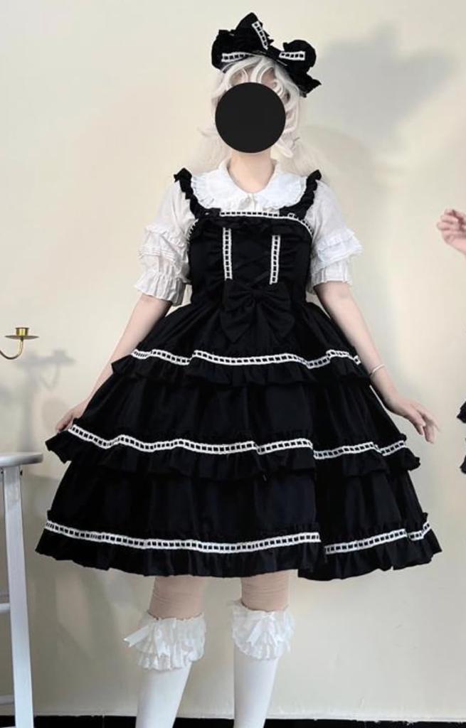Lolita JSK Ruffle Dress Cosplay Jumper Skirt [Lady Lazy] (Black)