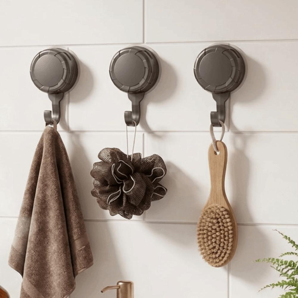 3Pcs Waterproof Nail-free Vacuum Hooks Detachable Bathroom Towel Hooks Suction Cup Hooks Toilet