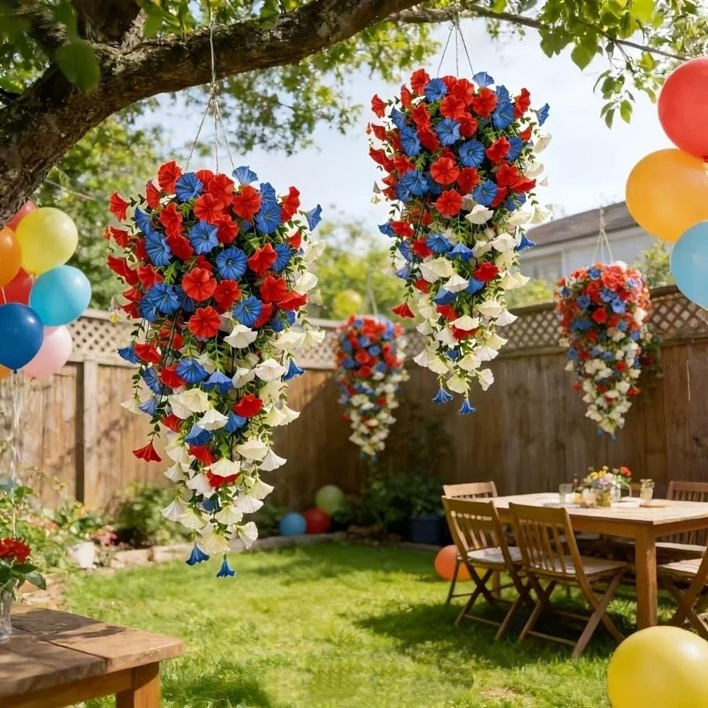 Colorful Artificial Morning Glory Flowers Plastic Morning Glory Branch Green Plants  Living Room