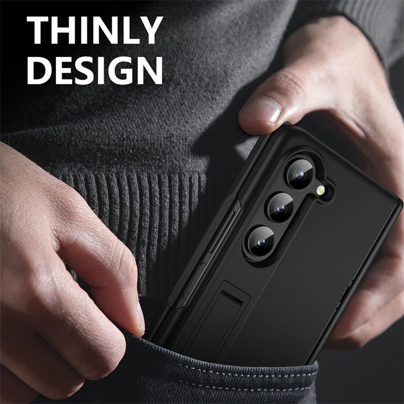 360 Full Protection Hinge Kickstand Case for Samsung Galaxy Z Fold 7 6 5 4 3 / 8 Ultra Tempered Glass Film Holder Folding Cover