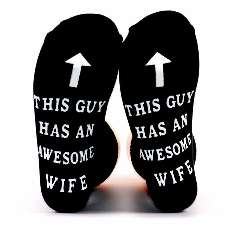 1 Pair Men Mid Length Tube Socks Fashionable Letter Design Interesting Small Leg Anti Slip Socks Suitable As Valentine Day Gift