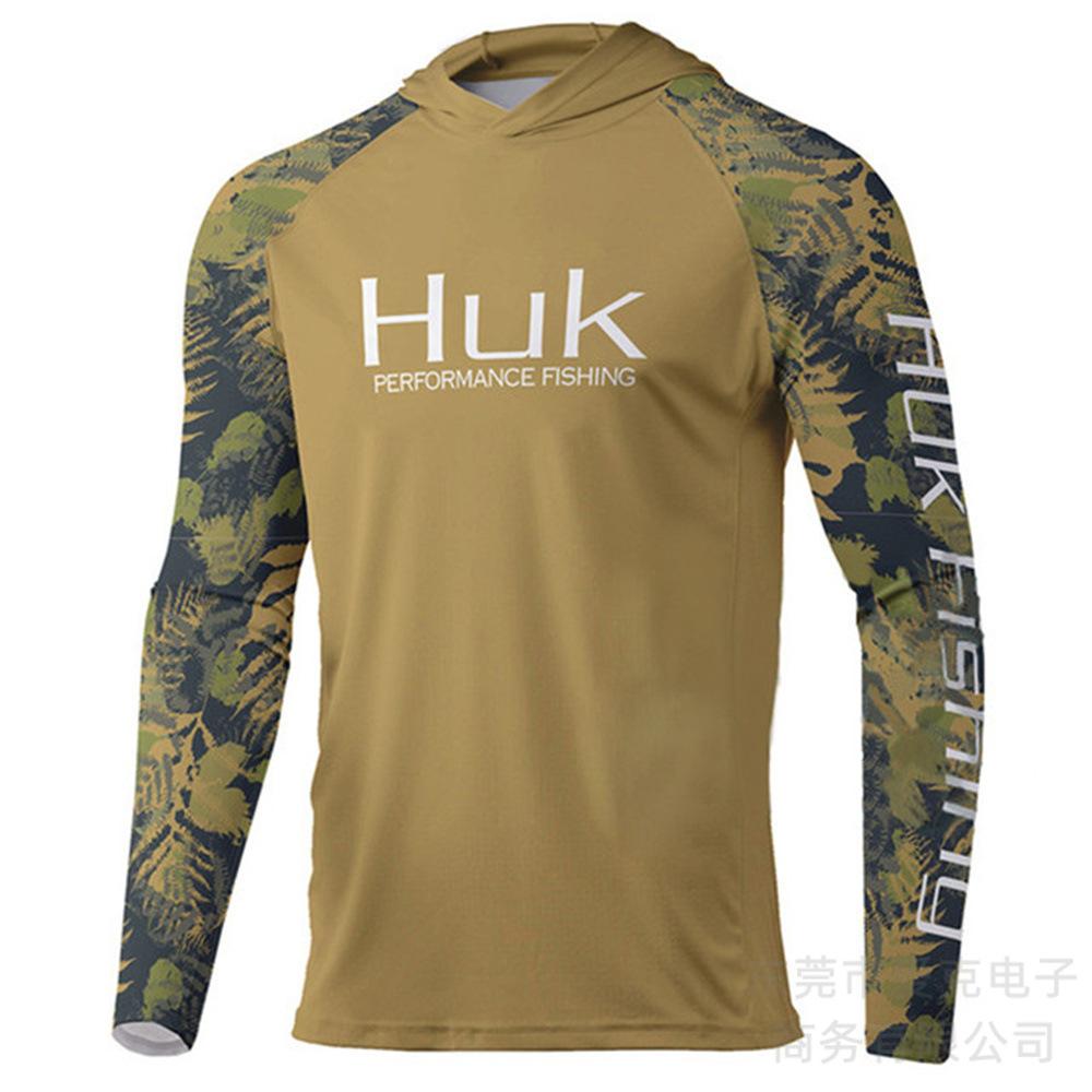 Hooded fishing suit, summer quick-dry long-sleeve men's T-shirt, outdoor sportswear, sun-protection shirt, lure fishing suit, breathable