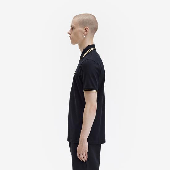 Рубашка Fred Perry с двойным воротником - Черный/Шампанское Сделано в Англии M12-157