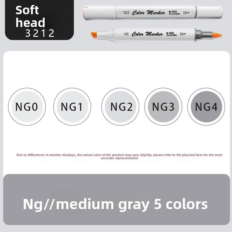Gray Marker Set Alcohol-Based Art Markers Dual-Tip Brush for Sketching, Painting, Graffiti, Comics, and School Art