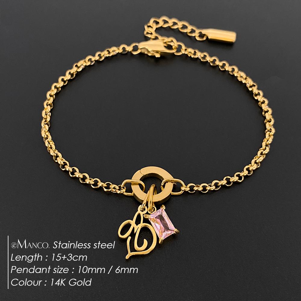 EManco DIY Buckle Charm Head Bracelet Stainless Steel Women Classic Initial Letter Gift Jewelry Factory Direct