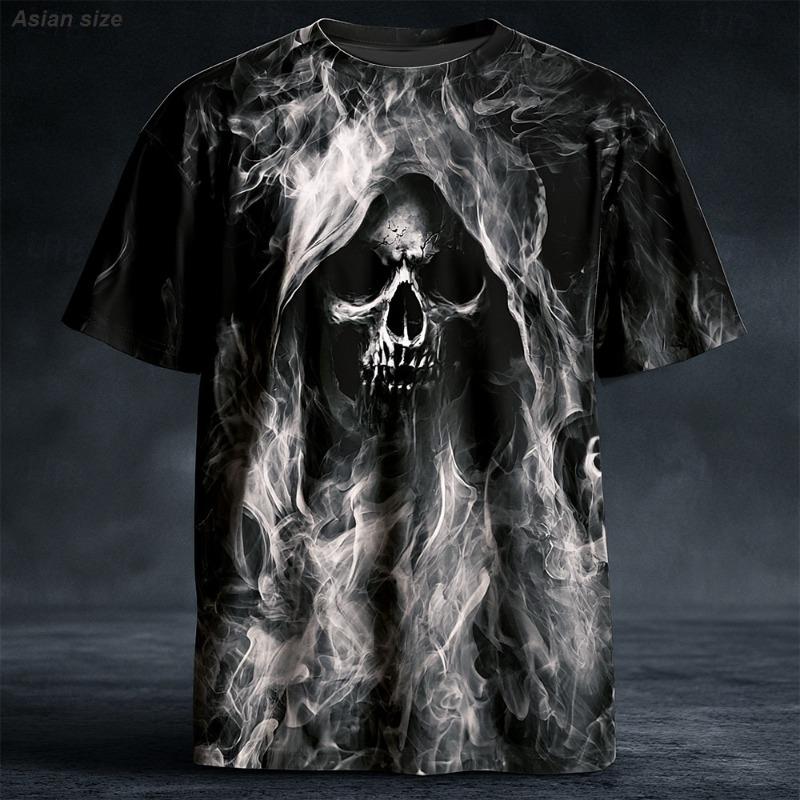 Halloween Men's Skulls T Shirt Short Sleeve T shirt 3D Print Crew Neck Shirt Exaggerated Designer Horror t shirt