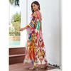 Женское платье-кафтан в стиле бохо большого размера с контрастным принтом свободного кроя Vacay Beach
