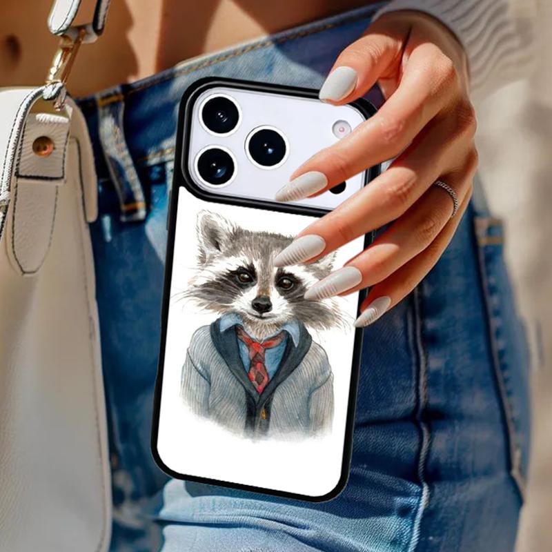 Cartoon Raccoon Kawaii Phone Case For iPhone 17 Air 14 15 13 12 Max Cover For Apple 14 15 16 16e 11 Pro Max Plus Coque
