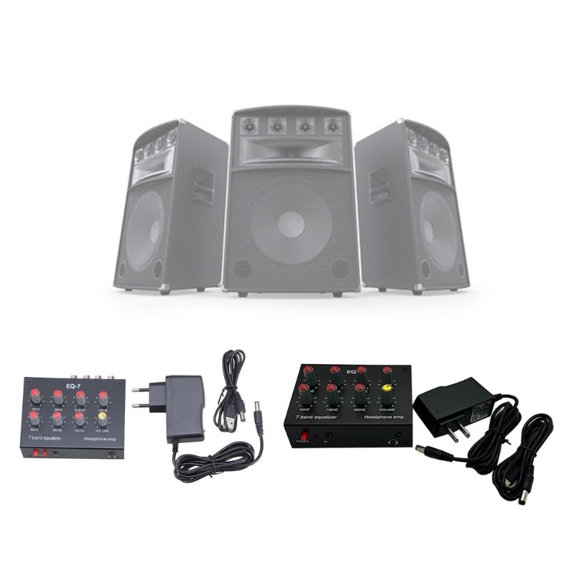 7 Band Digital Equalizer 3.5mm Jack Dual Channel Audio Headset Amplifier 12dB High Bass Adjustment for Mobile Phone