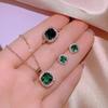 Emerald Ring Princess Oval Square Diamond with Zircon Forefinger Ring Set In Three Pieces