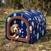 Anti-Slip Waterproof Dog House Plush Warm Cat Sleeping Cave Star Print Pet Sleeping Nest  Winter