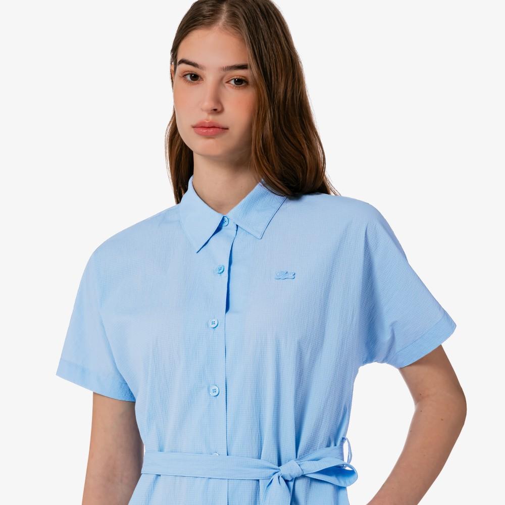 [Lacoste] Women's Belted Short-Sleeve Shirt Dress EF306E-56GAEY