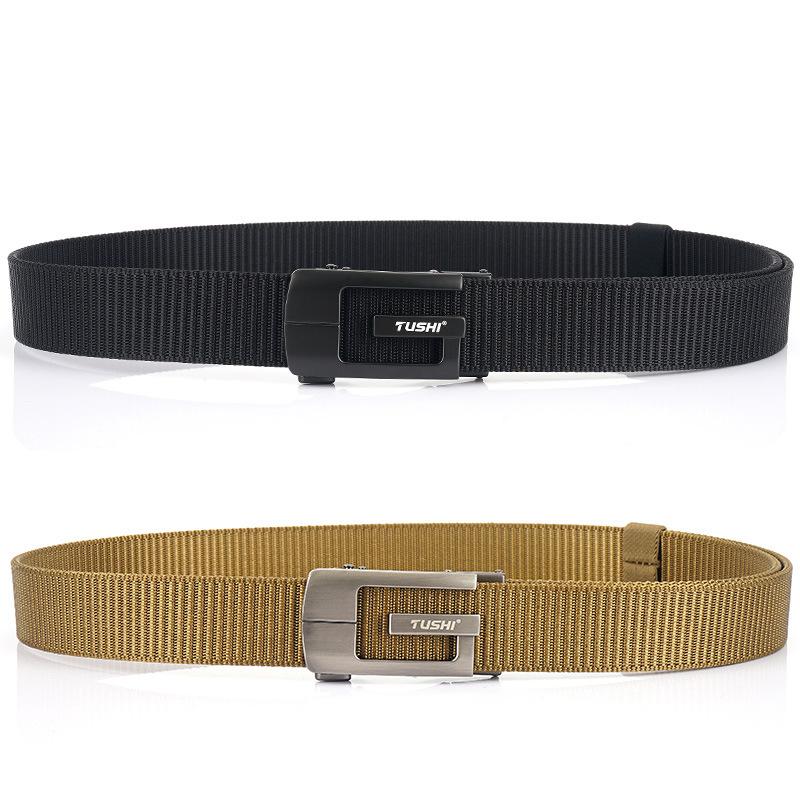 Новый мужской ремень для поездок на работу с автоматической пряжкой из нейлона, универсальный двухслойный толстый ремень для отдыха на природе