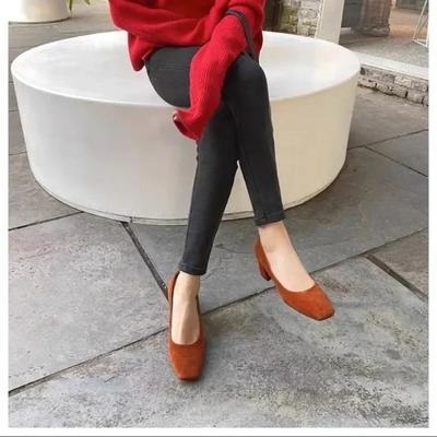 Модная женская обувь 2024 Высокое качество Неглубокие женские туфли на высоком каблуке Горячая распродажа Квадратный носок Офисная и деловая мода Однотонные каблуки Женская обувь