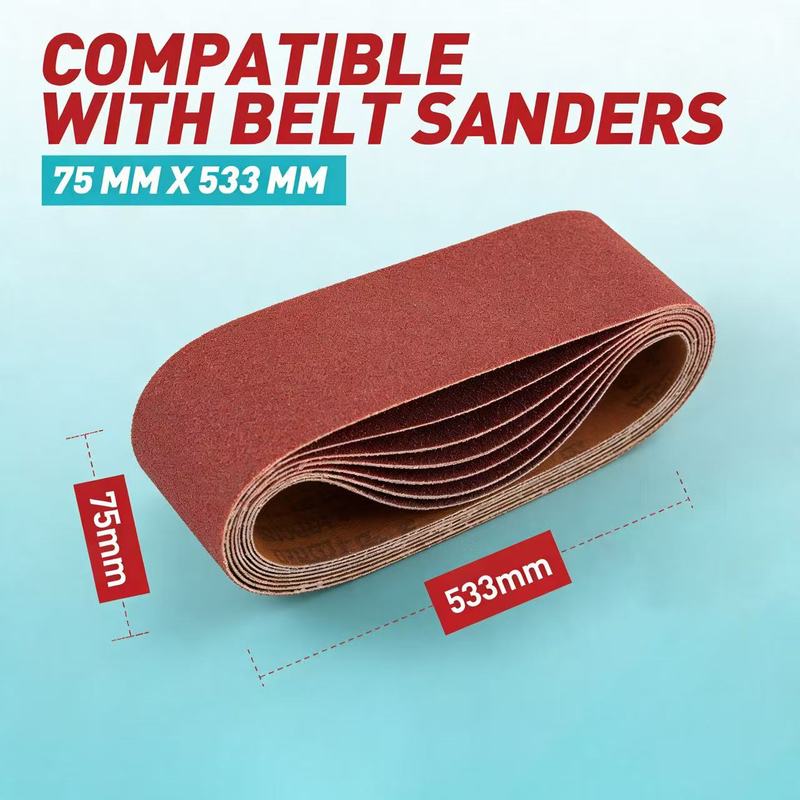 75*533mm Sanding Belts Aluminum Oxide Abrasive Belt for Belt Sanders Multi-Grit Sanding Belts for Woodworking Metal Paint