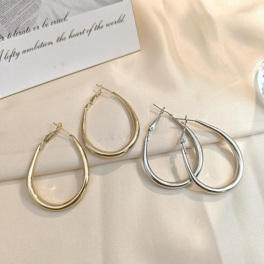 Hiphop Rock Big Waterdrop Hoop Earrings For Women Fashion Jewelry Steampunk Simple Hollow Geometry Ear Hook Girl Gift