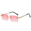 Trendy Rimless Snake-Shaped Metal Sunglasses Square Frame Frameless Street Shades Gradient Lens Sun Glasses For Women & Men