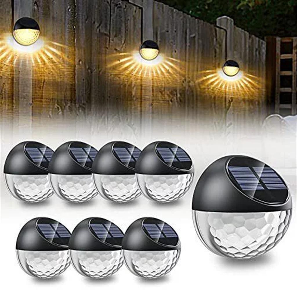 Solar Outdoor Fence Light Auto LED Wall Light IP65 Warm 2/4/8 Pack