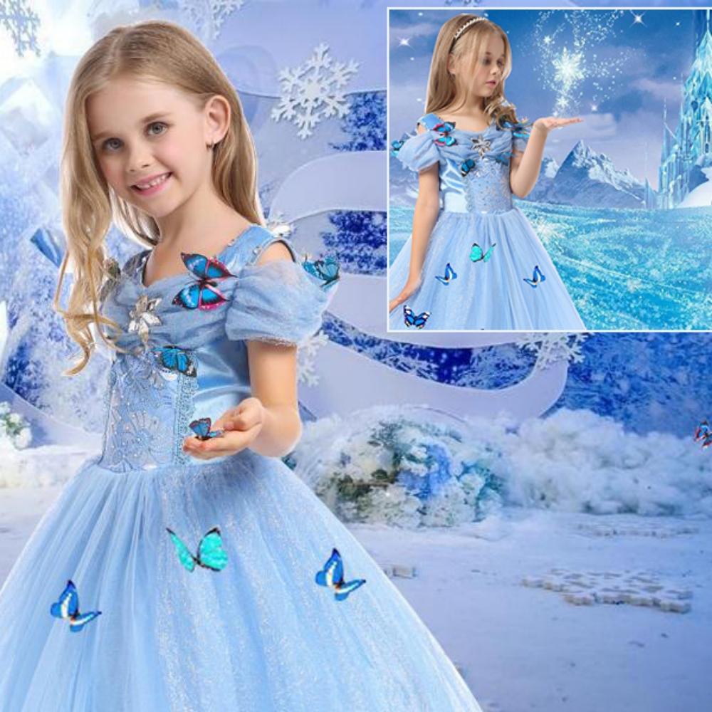 Платья принцессы для девочек, костюм для малышей на Хэллоуин, Рождество, косплей, нарядное платье феи-бабочки
