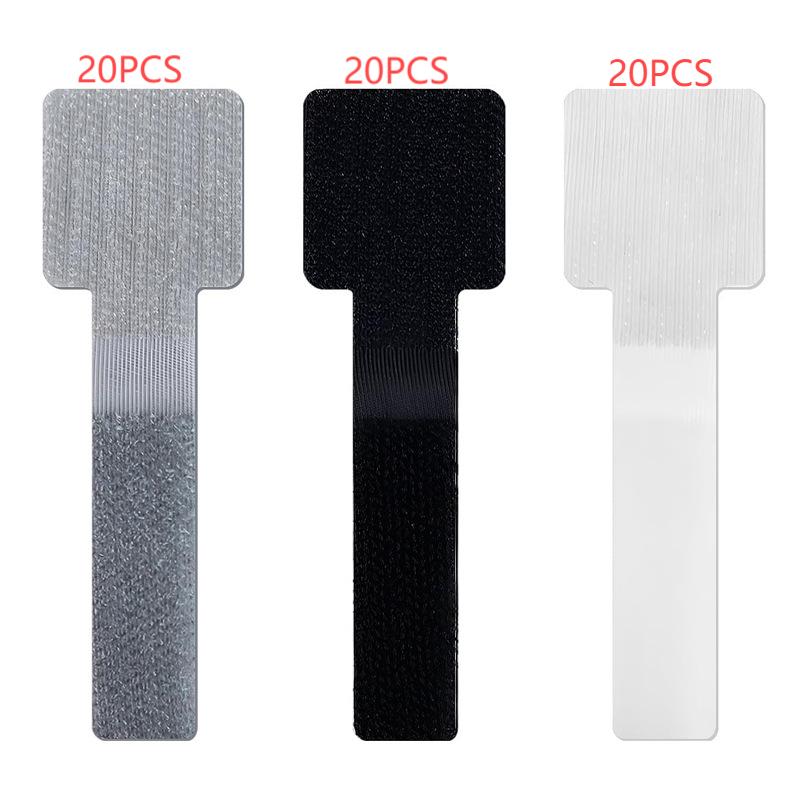 60/20PCS Hook and Loop Cable Ties, Adhesive Cable Clips, Cord Organizer Management Nylon Cable Ties Reusable Loop Hoop Tape