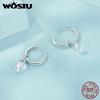 WOSTU Original 925 Sterling Silver Heart Hoop Earrings Luxury Jewelry Earrings 10mm For Women Fine Jewelry Party Daily Gift