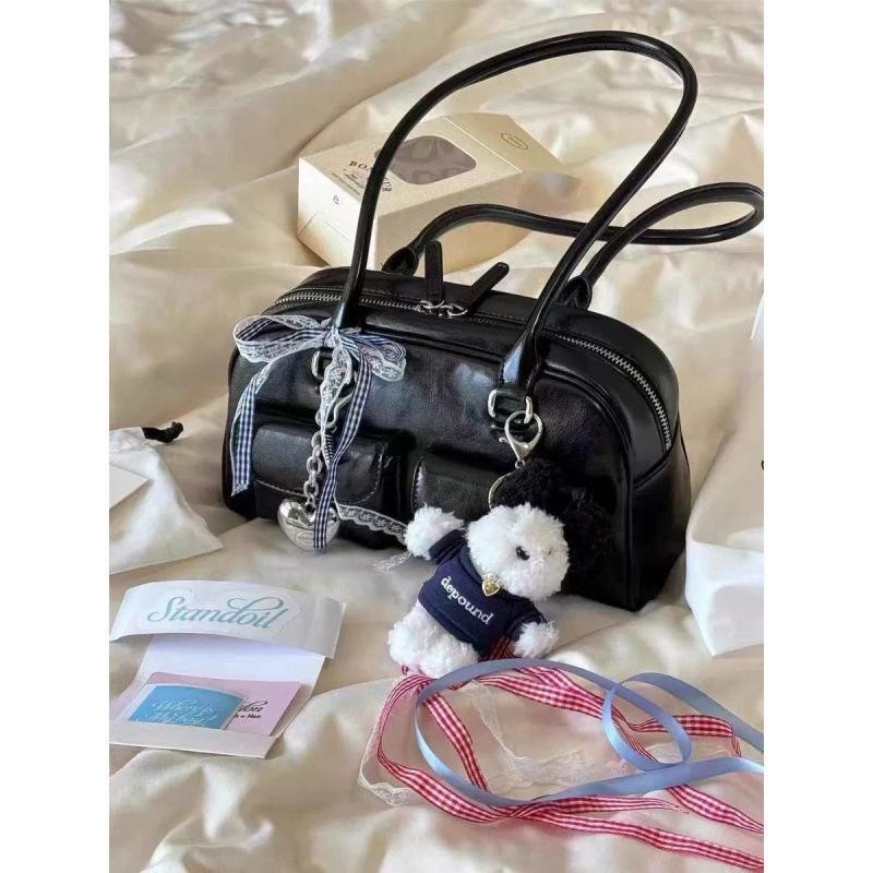 Коричневая ретро корейская женская сумка для боулинга - Большая вместимость, сумка через плечо для осени и зимы