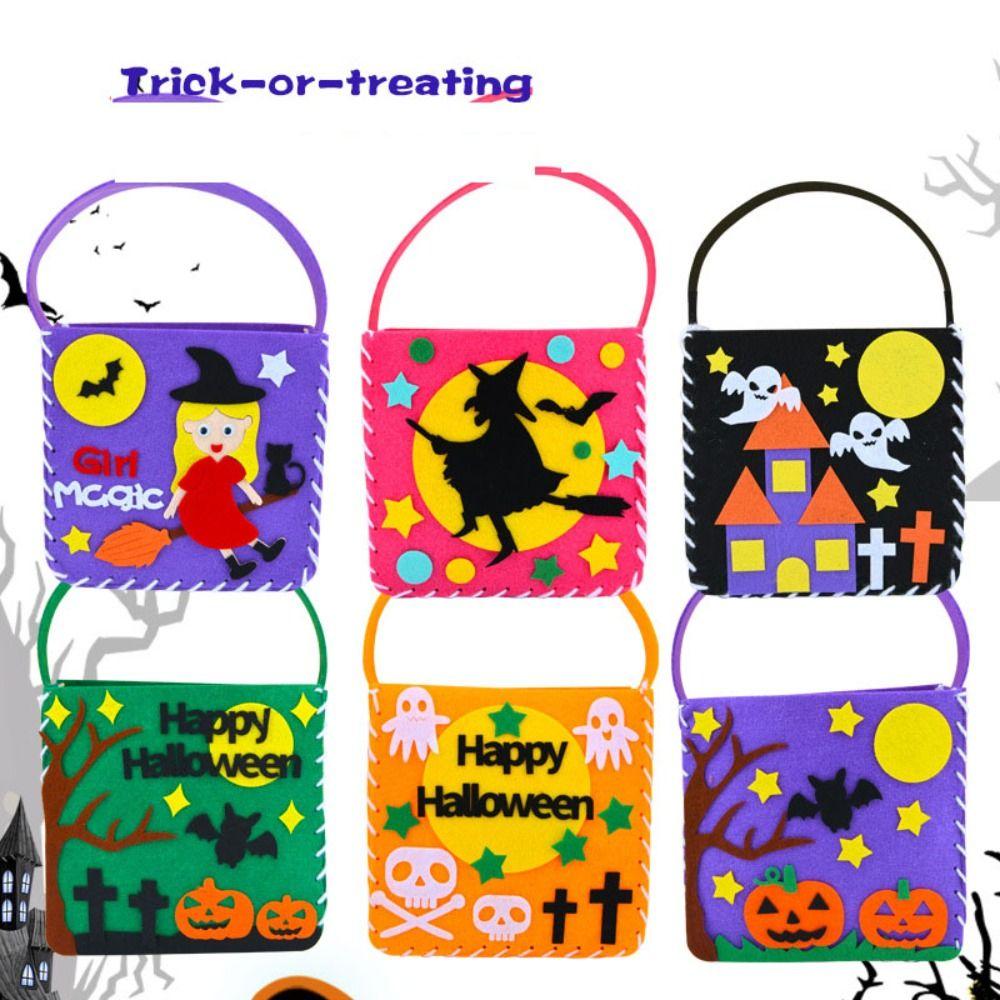 Pumpkin Bag DIY Halloween Candy Bag Trick Or Treat Pumpkin Handbag Kindergarten
