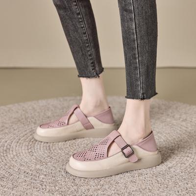 Женские весенние туфли на толстой подошве, туфли в стиле ретро, ​​женские лоферы, обувь из натуральной кожи