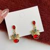 Cartoon Awakened Lion Earrings Good Luck Bell Ear Studs Lion Dance Earrings Set  New Year Gift
