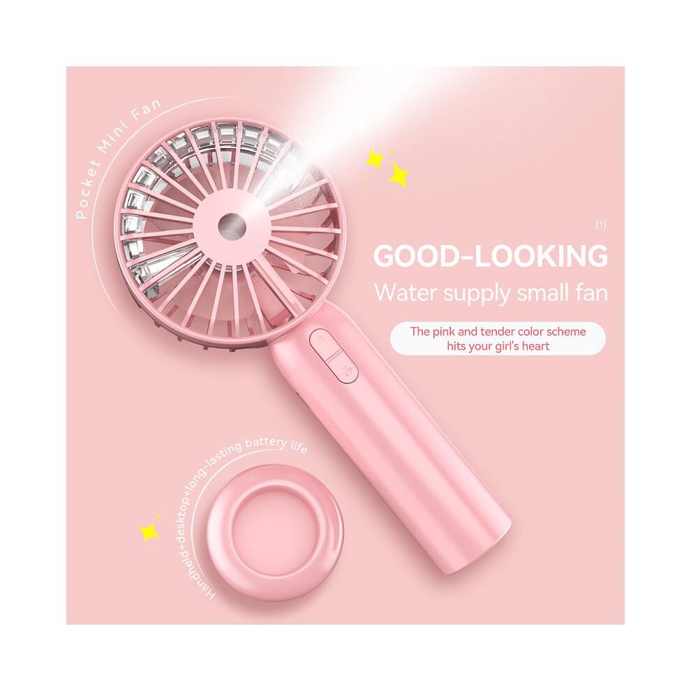 (Pink) Mini18 Three Speeds Silent Summer Cooling Fan Nano Spray Mini Handheld Fan
