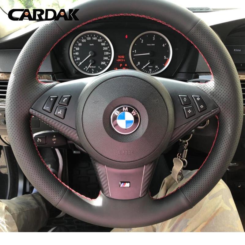 ized Car Steering Wheel Cover For BMW E60 E61 530d 545i 550i E63 E64 630i 645Ci 650i Leather Braid For Steering Wheel