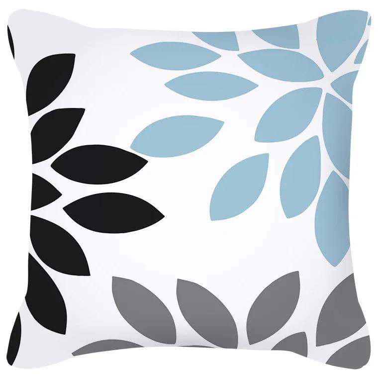 Чехол для подушки с геометрическим узором, сине-серая подушка, обитый диван, домашний декор