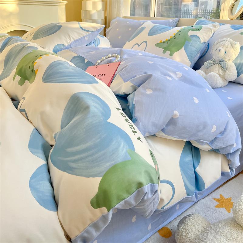 Комплект постельного белья из четырех предметов, пододеяльник из чистого хлопка с цветочным рисунком, простыня для спальни из трех предметов