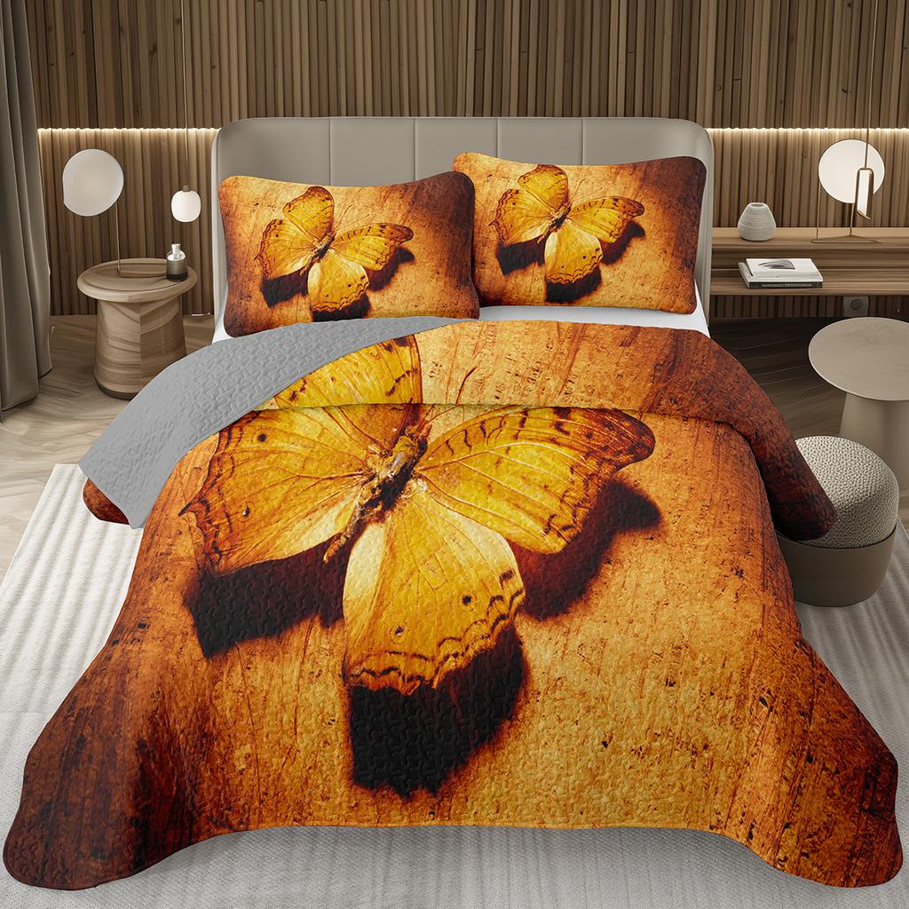 Покрывало с бабочками Твин/Квин/Кинг Акварельный ботанический цветочный стеганый двусторонний комплект постельного белья в стиле фэнтези