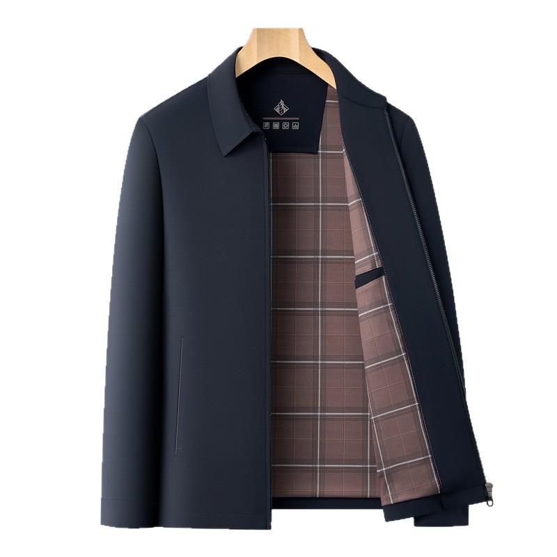 Мужская однотонная куртка с лацканами - Деловой повседневный executive coat для среднего возраста