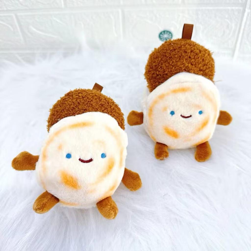 12cm Funny Creative Food Doll Keychain Backpack Plush Doll Pendant Chinese Hamburger Cartoon Doll Toy Car Bag Decor