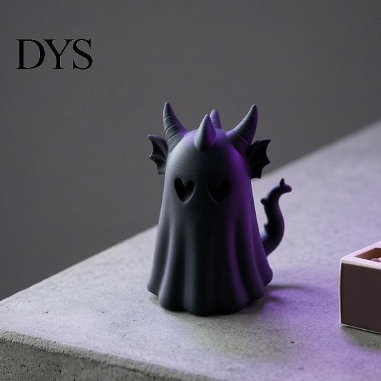 Милая фигурка призрака, фигурка на Хэллоуин, 3D-печатная статуэтка с крыльями дракона и рожками, украшение для детской спальни, жуткий настольный элемент для стола, многоуровневый