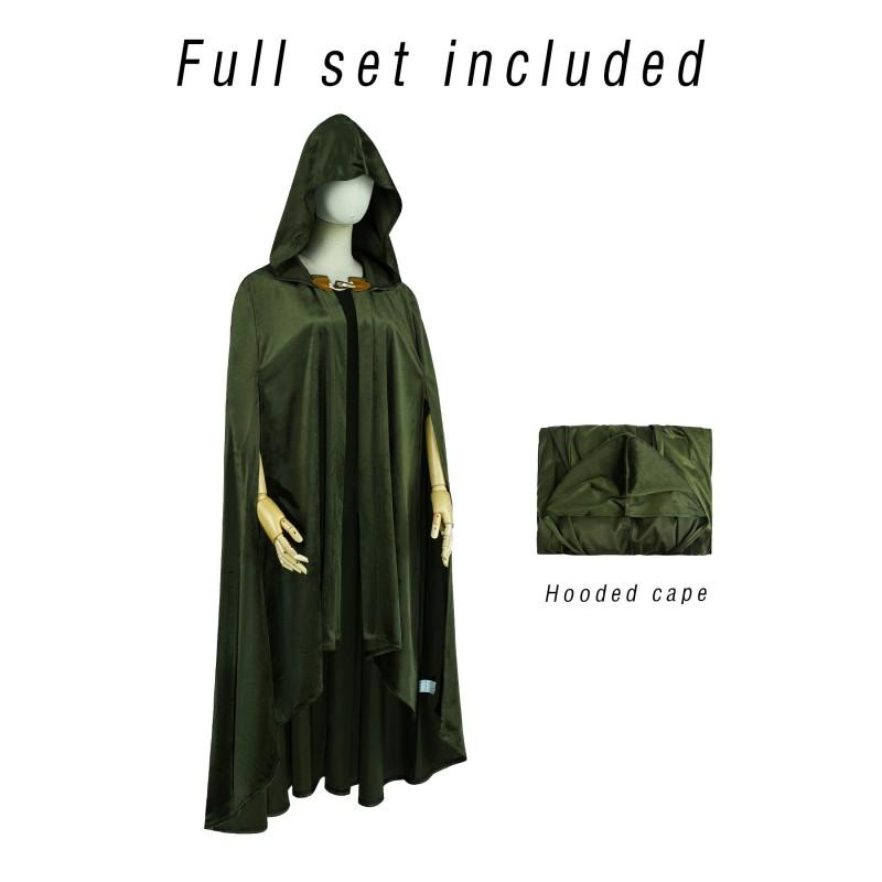 Medieval Hooded Cloak Adult Halloween Renaissance Faux Suede Cape Cosplay Party