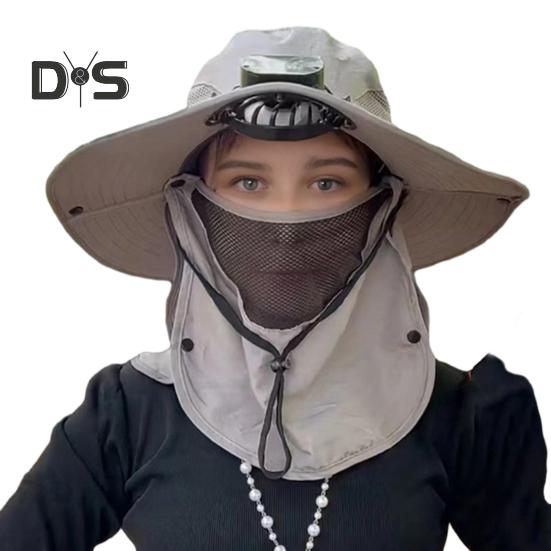 Кепка с защитой лица и шеи от солнца UPF 50+, защита от ультрафиолета, дышащая, с солнечной батареей, для мужчин, для летней рыбалки и активного отдыха, с широкими полями