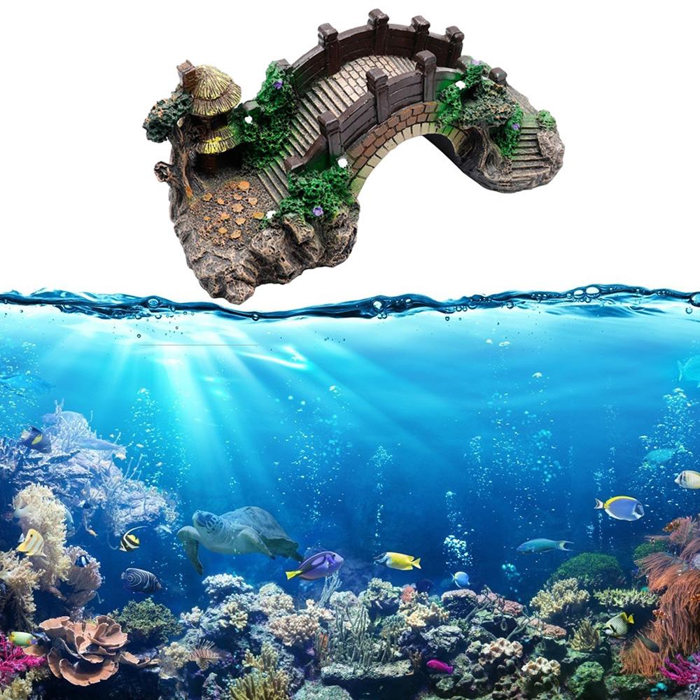 Accessories Fish Tank Ornament Fake Landscaping Artificial Bridge Rockery Resin Aquarium Ornaments