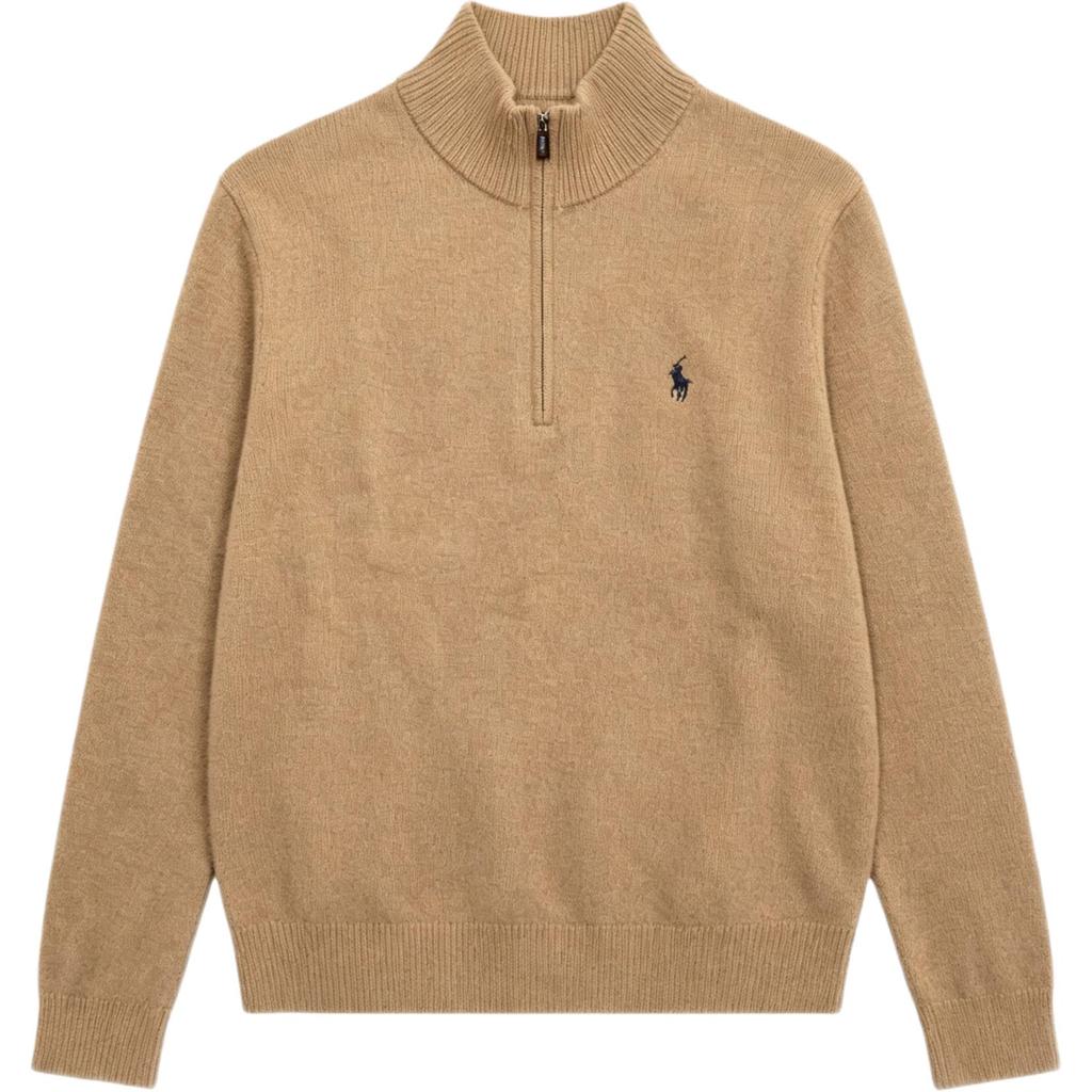 Polo Ralph Lauren FW25 Вязаный свитер на молнии с высоким воротником и вышитым логотипом Классическая версия Мужской свитер 710892482-017