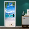 Sea View Of The Beach Under The Coconut Tree DIY Door Wall Sticker Home Decor Living Room Self-adhesive Waterproof PVC Wallpaper