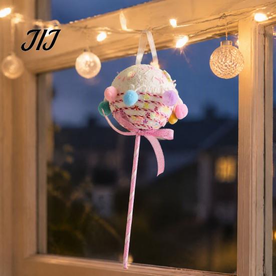 Striped Cane Ornaments Christmas Foam Ornament, Large Candy Lollipop Gingerbread Gift Box Man Pendant Set Hanging Decoration for Xmas Tree,