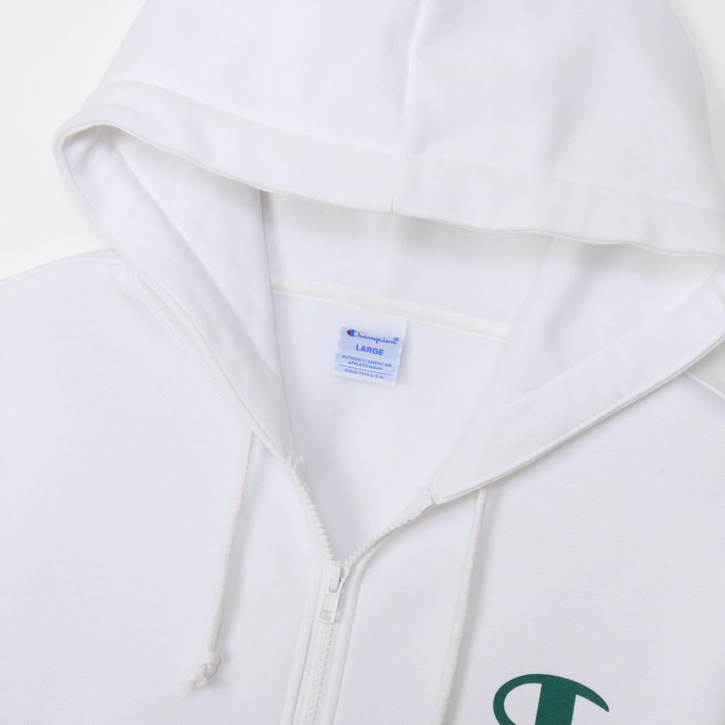 Толстовка с длинным рукавом, начесом, подкладке, с надписью-логотипом, на молнии, с капюшоном, базовая белая [Champion] C3-Z107 для мужчин