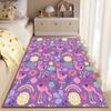 Colorful Flamingo Print Carpet with Flowers and Rainbow Design Suitable for use as an anti-slip for living room bedroom sofas