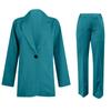 Women's Casual Long Sleeve Solid Color Lapel Cardigan Suit Jacket Pants Suit
