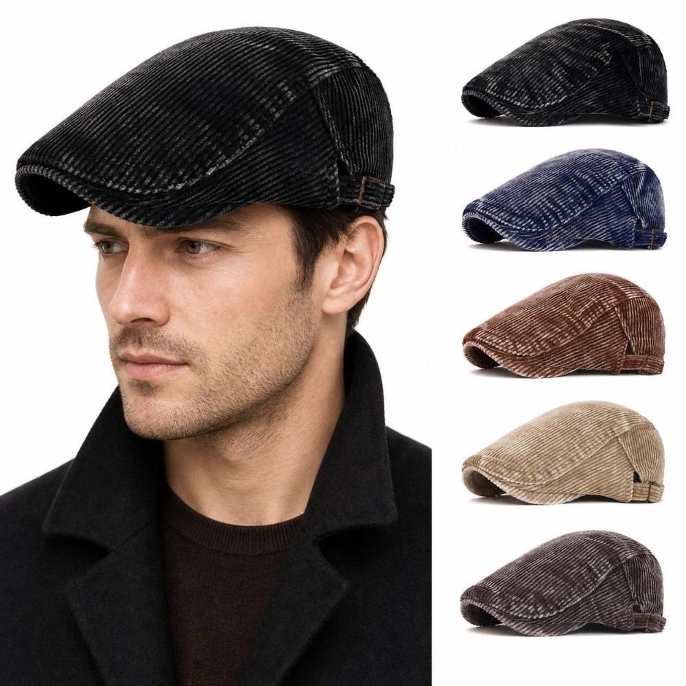 Adjustable Corduroy Flat Cap British Style Driving Cap Vintage Gatsby Beret Cap Driving Use