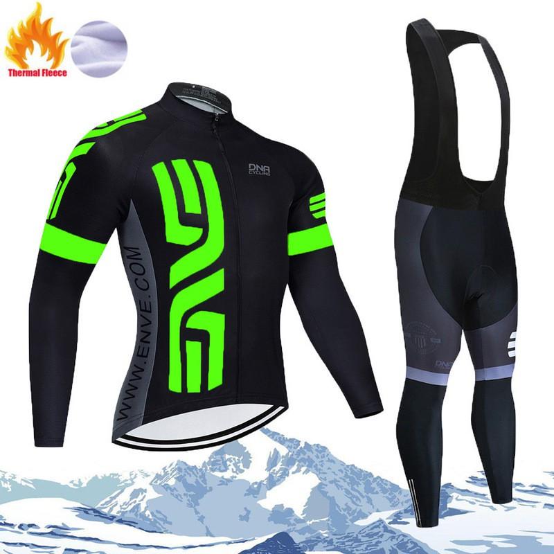 Winter Cycling Thermal Fleece Long Sleeve Set Men Women - Warm Breathable Bike Apparel