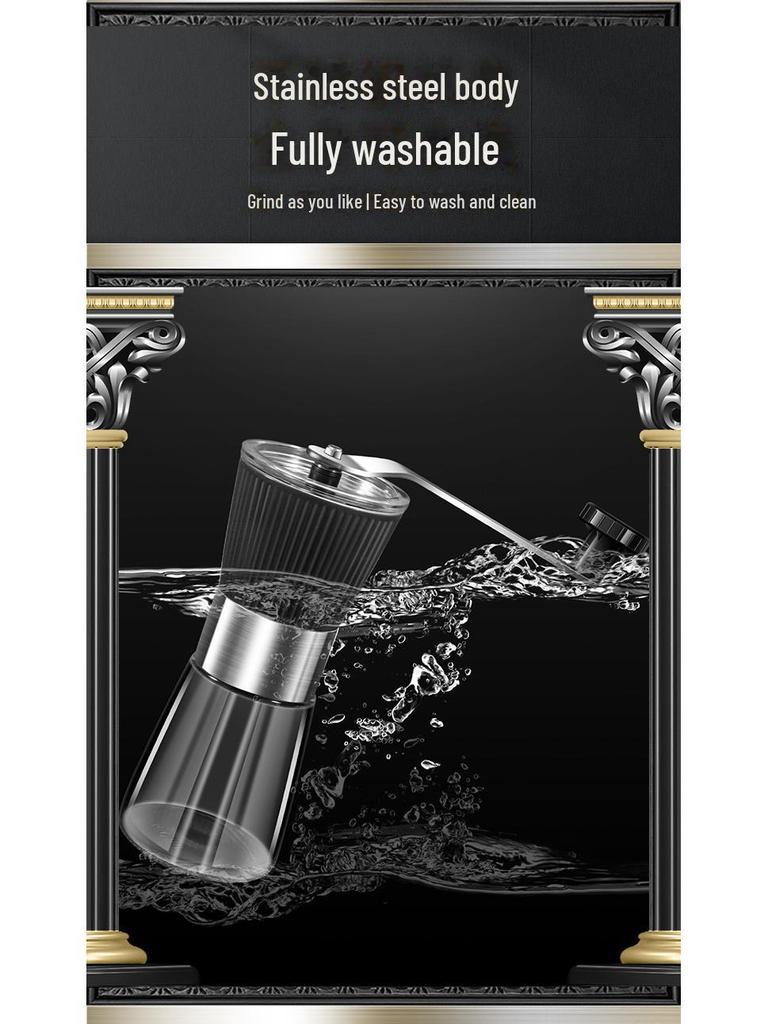 304 Stainless Steel Hand-Crank Coffee Grinder: Large Capacity, Portable, Multi-Function Bean Grinder for Home Use.