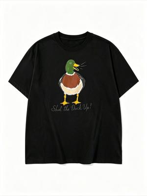 Funny Mallard Duck Slogan Print T Shirt Unisex Loose Oversized Harajuku Streetwear Cotton Summer Graphic Tee
